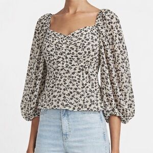 Express Black and White Floral Blouse